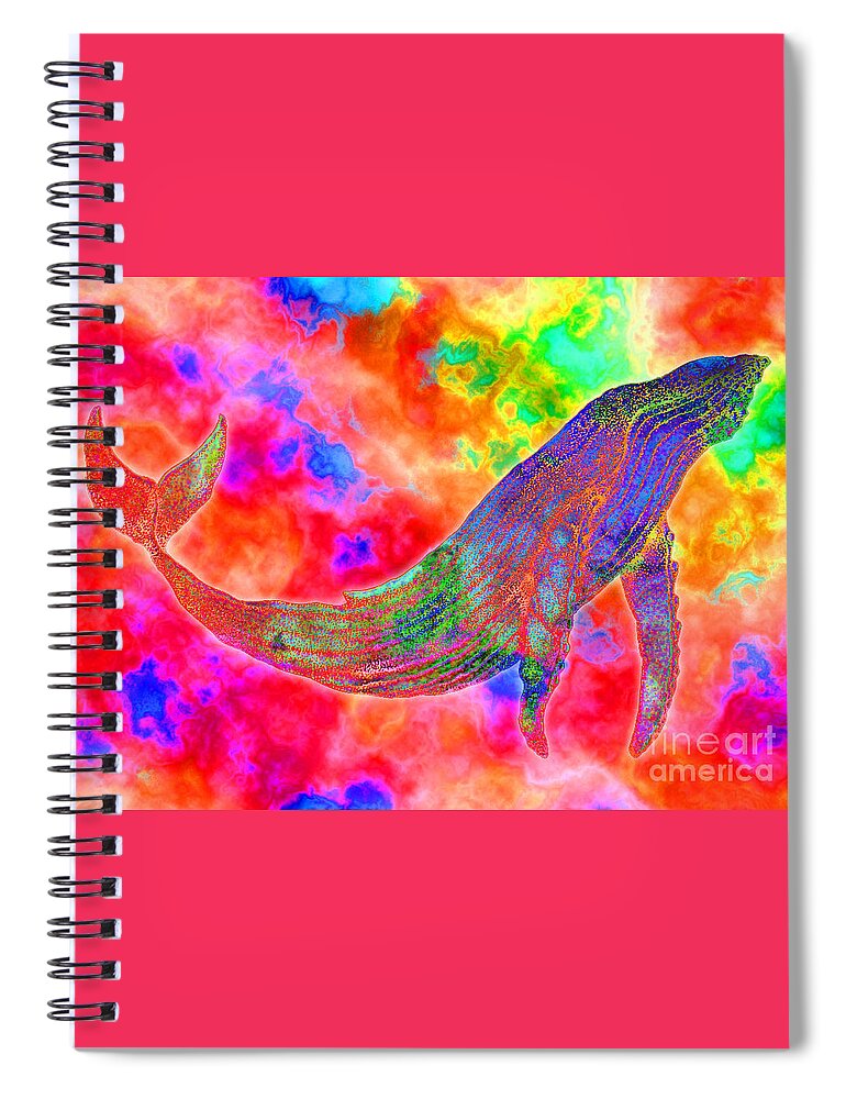 Whale Spiral Notebook featuring the drawing Spirit Whale by Nick Gustafson