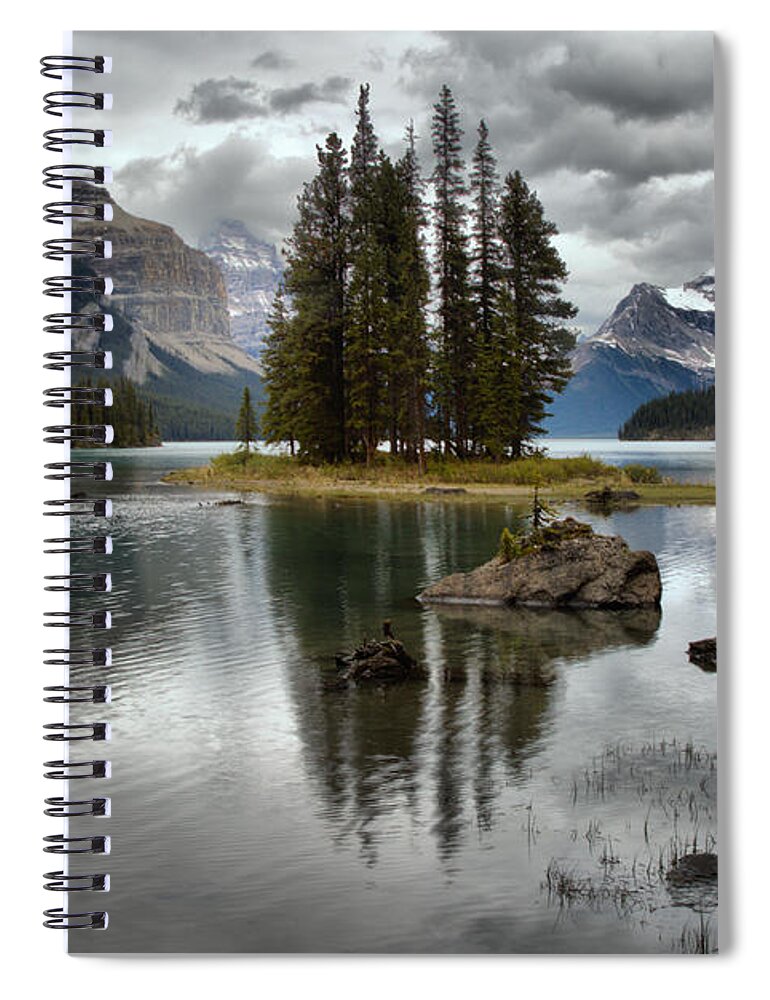 Spirit Island Spiral Notebook featuring the photograph Spiritual Reflections Under The Storm Clouds by Adam Jewell