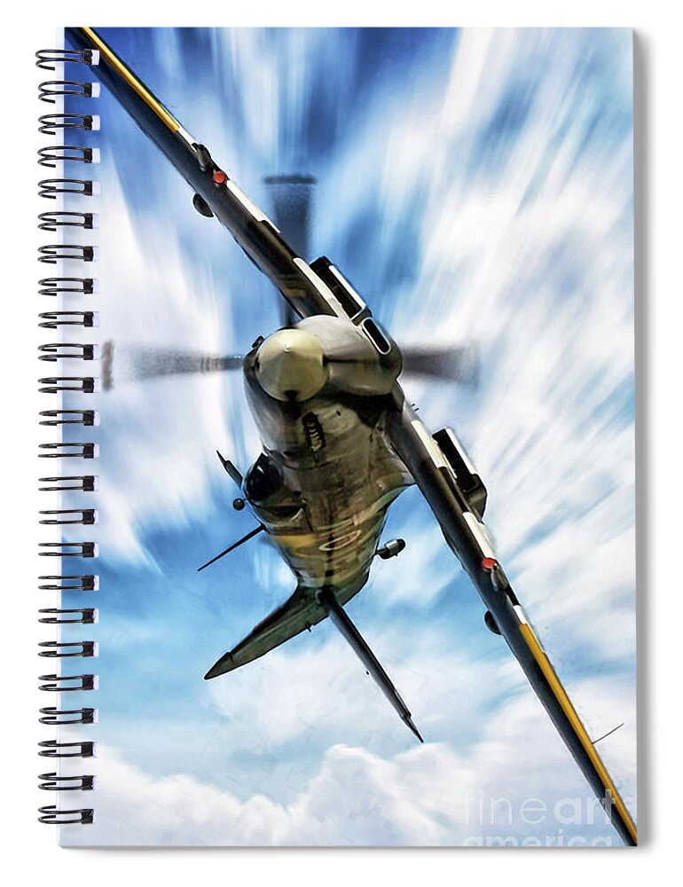 Spitfire Spiral Notebook featuring the digital art Spitfire Roll by Airpower Art