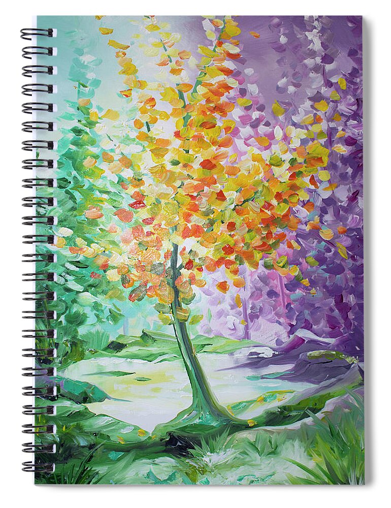 Acrylic Painting Spiral Notebook featuring the painting Splash Tree by William Love