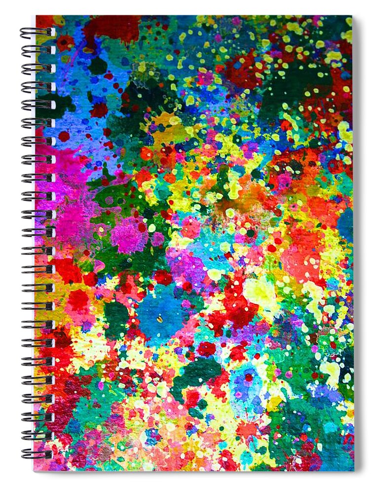  Spiral Notebook featuring the painting Splattered Constellations by Polly Castor