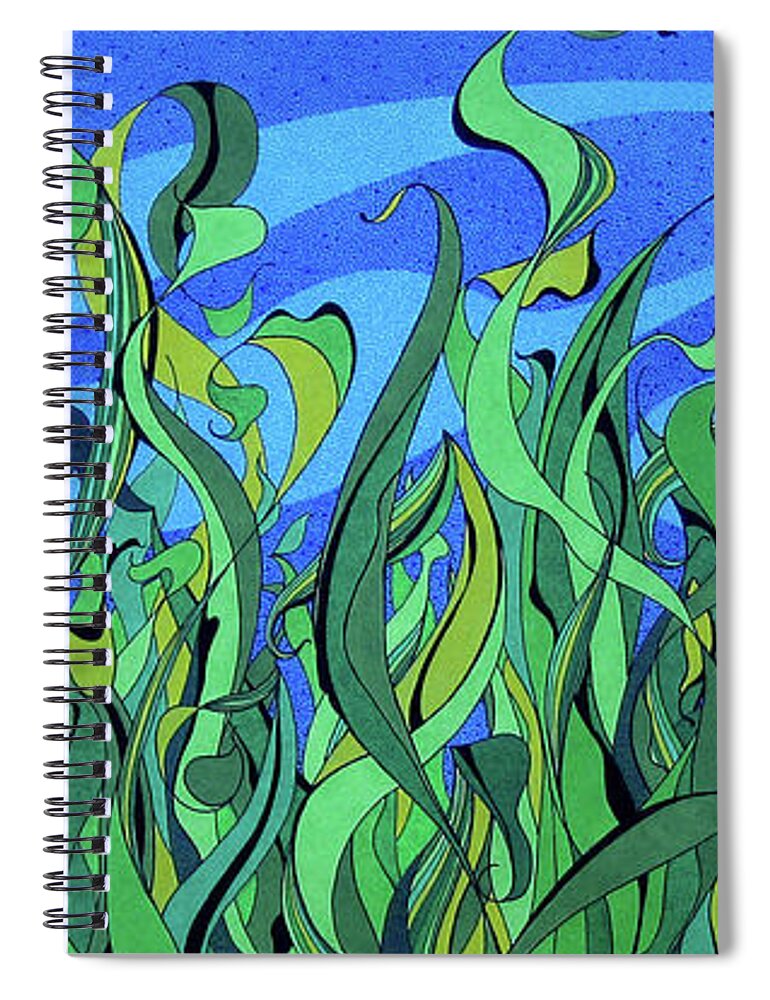Grass Spiral Notebook featuring the drawing Splendor In The Grass by Michele Sleight