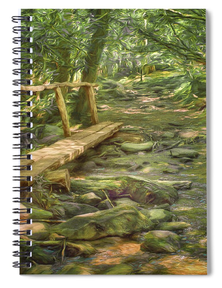 Split Log Bridge Spiral Notebook featuring the photograph Split Log Bridge - Great Smoky Mountains by Nikolyn McDonaldFootbridge - Great Smoky Mountains