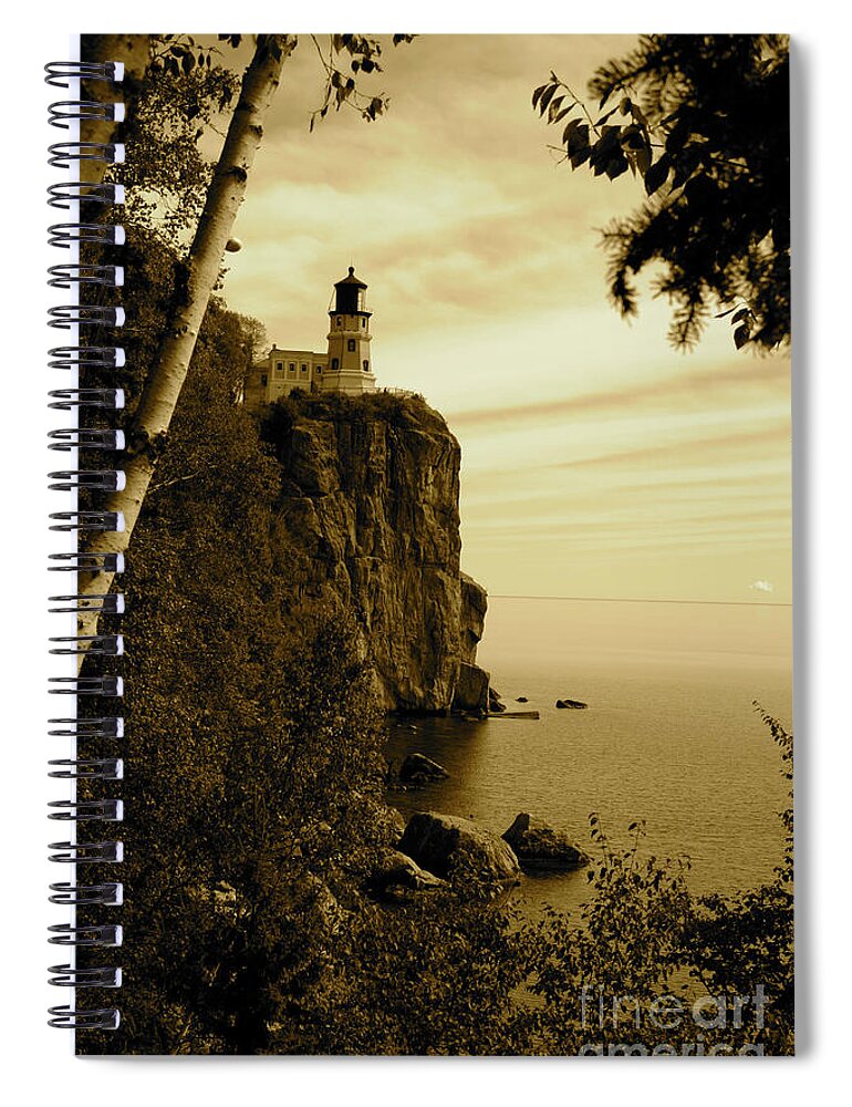 Lighthouse Spiral Notebook featuring the photograph Split Rock by Becqi Sherman