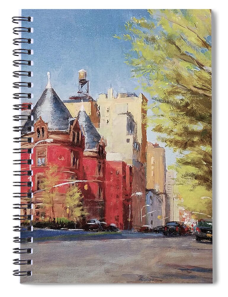 New York Spiral Notebook featuring the painting Spring Afternoon, Central Park West by Peter Salwen
