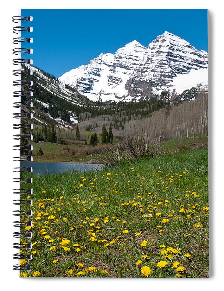Rocky Mountains Spiral Notebook featuring the photograph Spring at the Maroon Bells by Cascade Colors