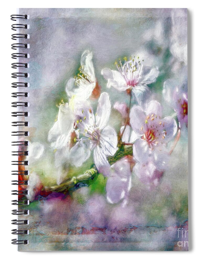 Tree Spiral Notebook featuring the digital art Spring Blossoms by Jean OKeeffe Macro Abundance Art