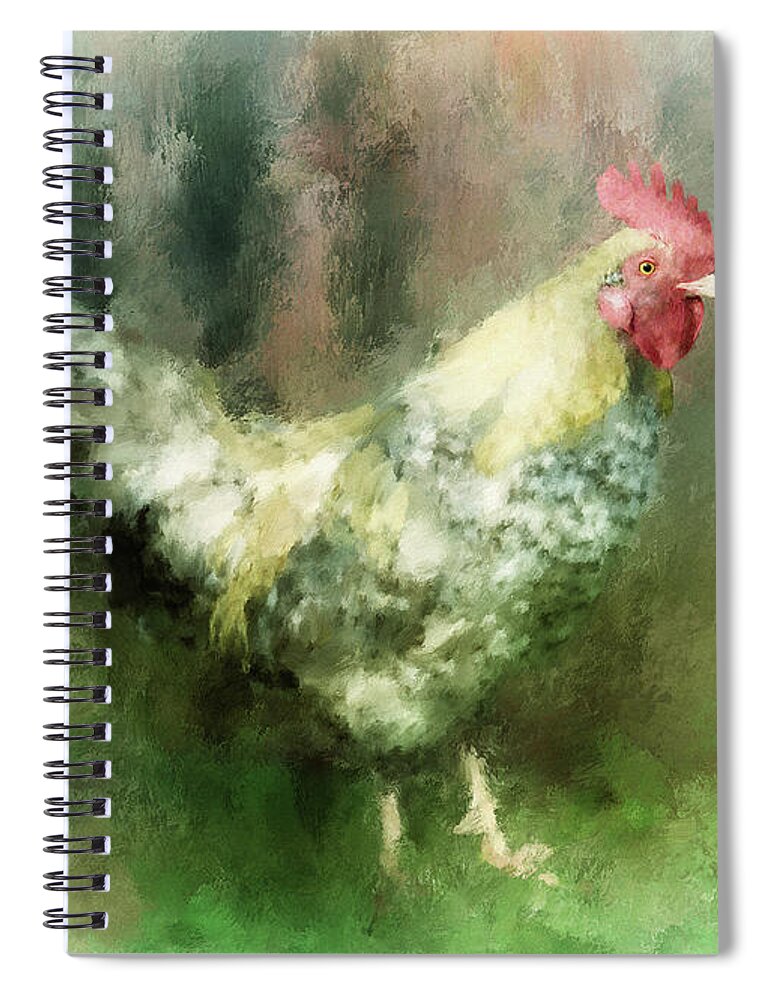 Chicken Spiral Notebook featuring the digital art Spring Chicken by Lois Bryan