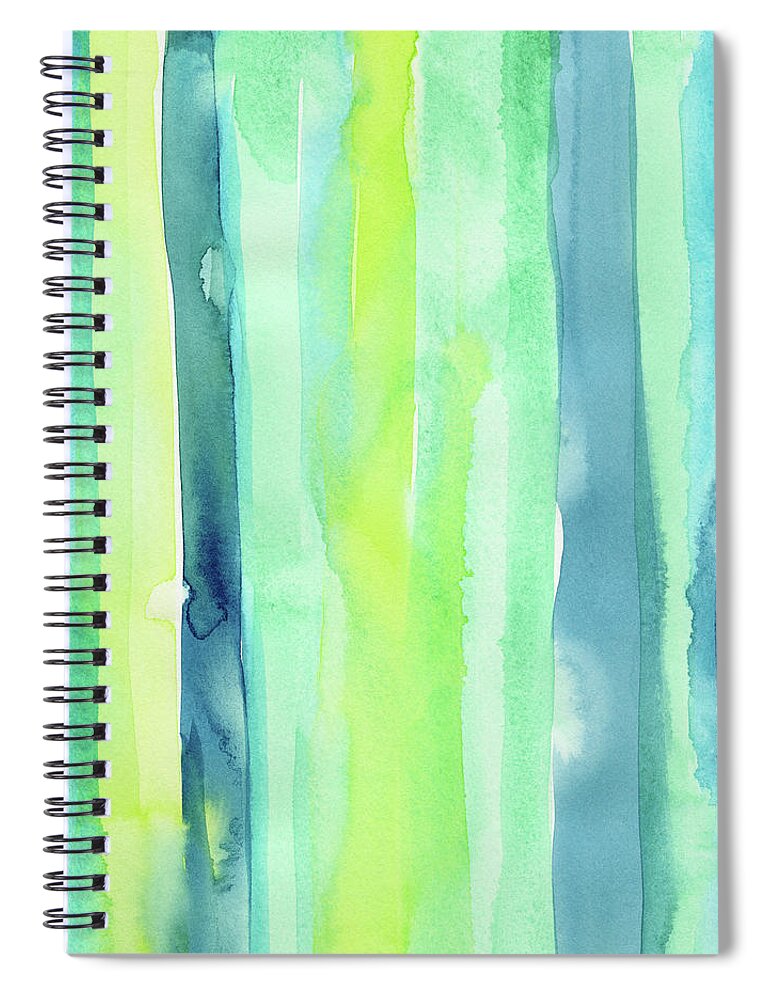 Pattern Spiral Notebook featuring the painting Spring Colors Stripes Pattern Vertical by Olga Shvartsur