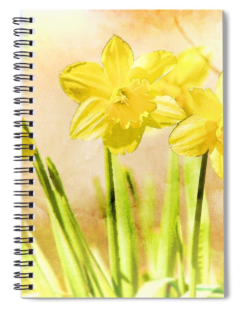Yellow Spiral Notebook featuring the photograph Spring Daffodils by Eleanor Abramson
