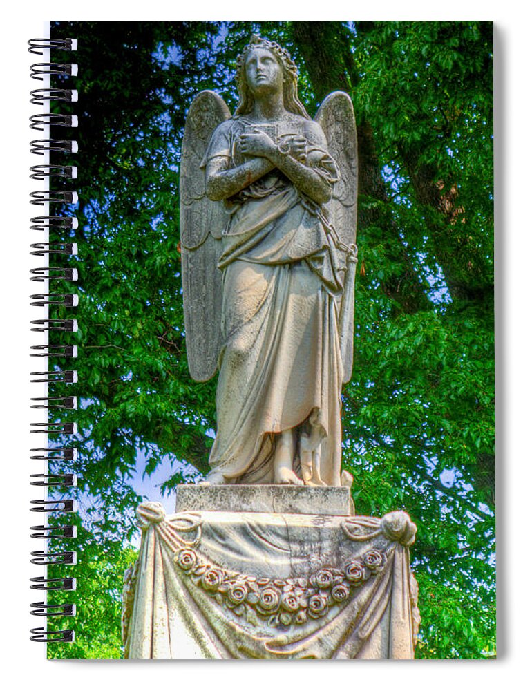 Spring Grove Spiral Notebook featuring the photograph Spring Grove Angel Statue by Jonny D