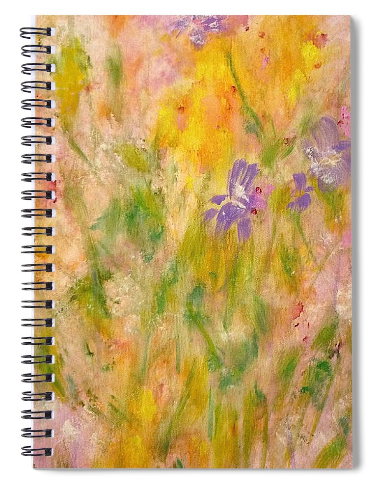 Spring Meadow Spiral Notebook featuring the painting Spring Meadow by Claire Bull
