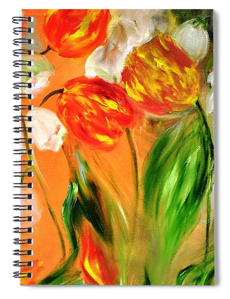 Flowers Spiral Notebook featuring the painting Spring Mood by Evelina Popilian