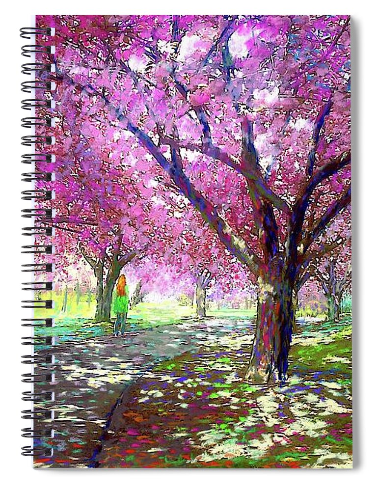 Landscape Spiral Notebook featuring the painting Cherry Blossom by Jane Small