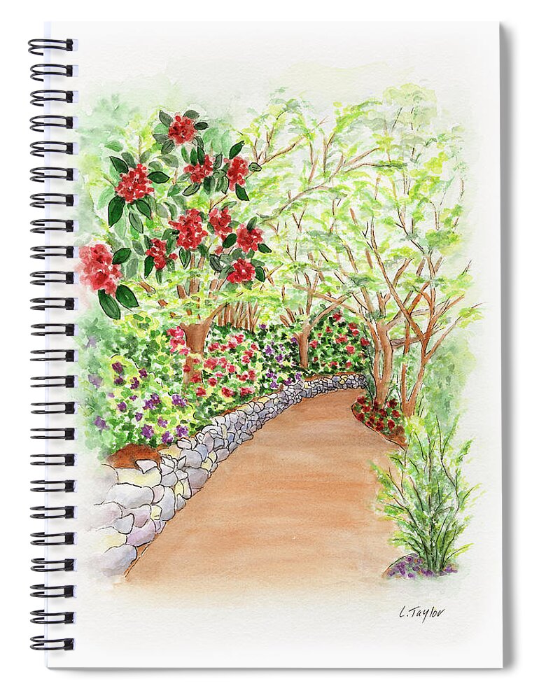 Lithia Park Spiral Notebook featuring the painting Spring Rhodies by Lori Taylor