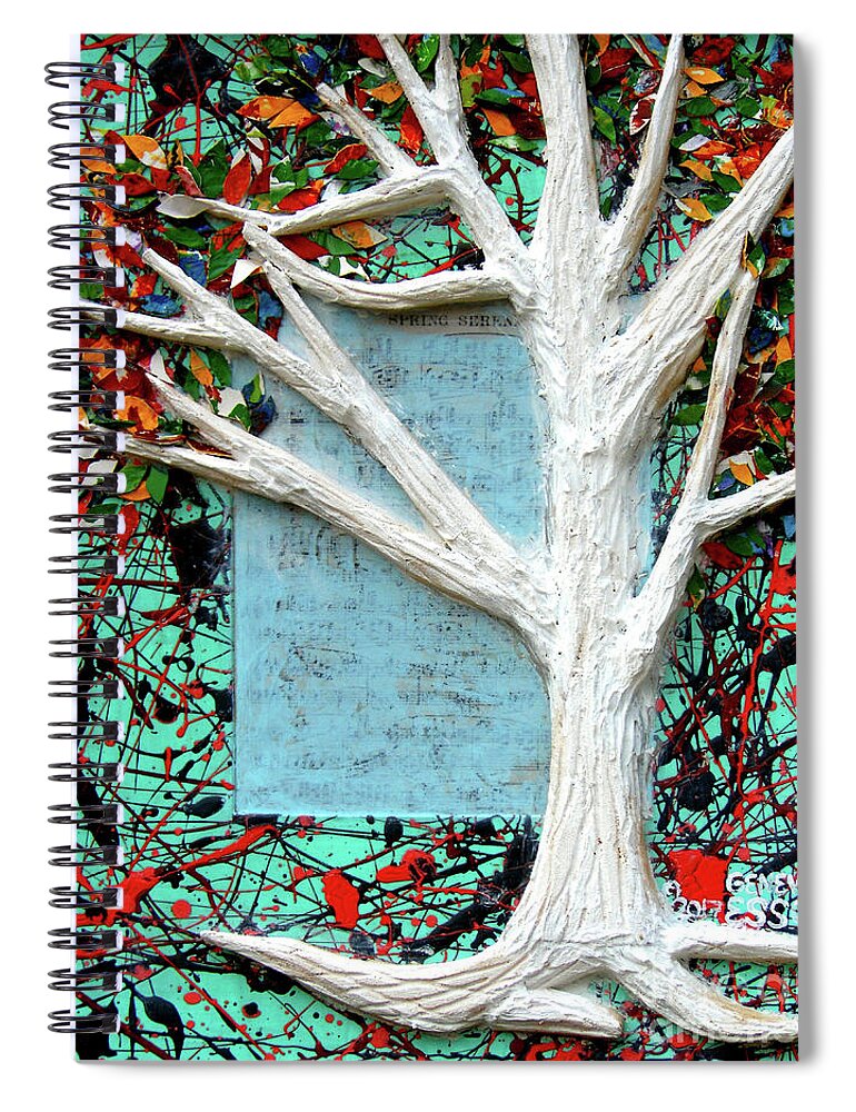 Tree Spiral Notebook featuring the painting Spring Serenade With Tree by Genevieve Esson