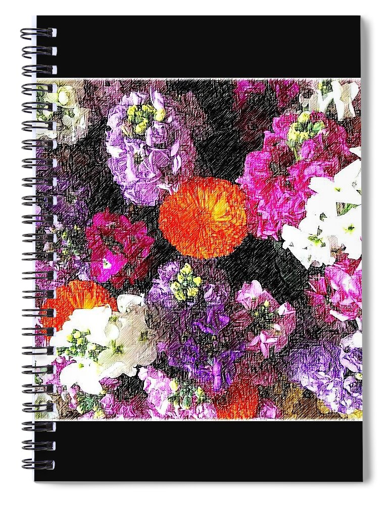 Spring Spiral Notebook featuring the digital art Spring showers by Kumiko Izumi