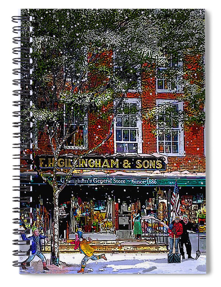 Vermont Spiral Notebook featuring the photograph Spring Snow at Gillingham and Sons by Nancy Griswold