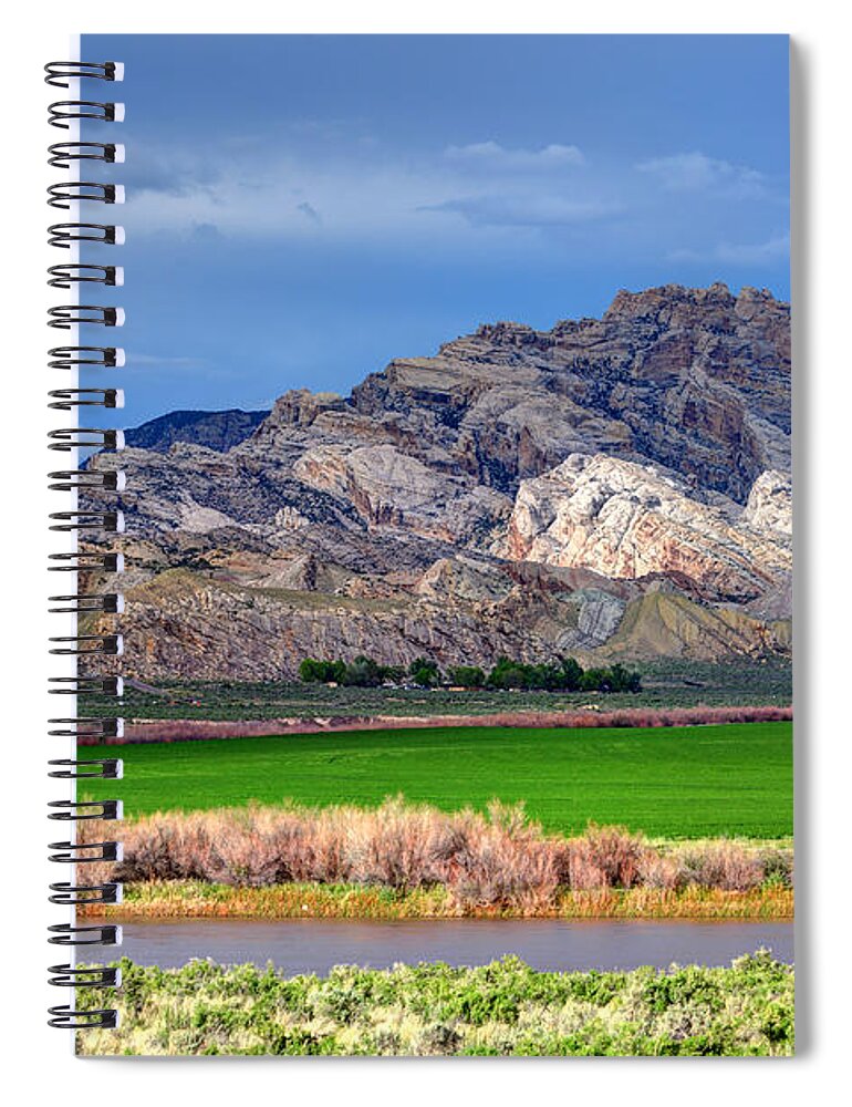 Dinosaur Spiral Notebook featuring the photograph Spring Storm over Split Mountain Dinosaur National Monument by Gary Whitton