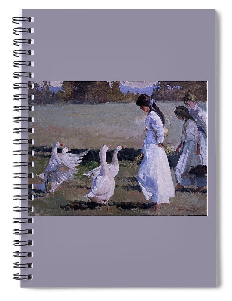 Women In White Spiral Notebook featuring the painting Spring Temptress by Elizabeth - Betty Jean Billups