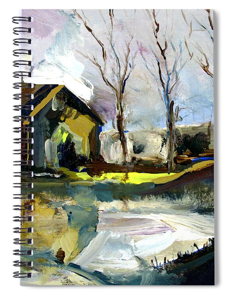 Barn Spiral Notebook featuring the painting Springtime Barn by John Gholson