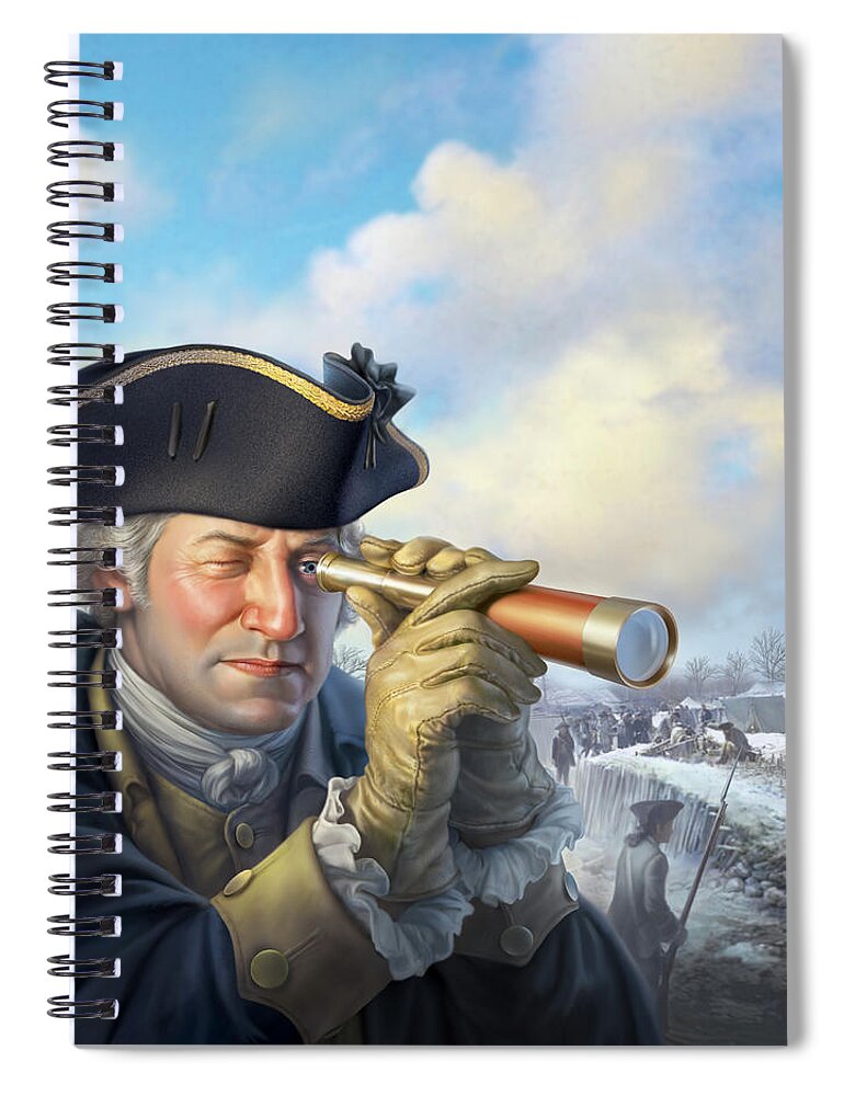 George Washington Spiral Notebook featuring the digital art Spymaster George by Mark Fredrickson