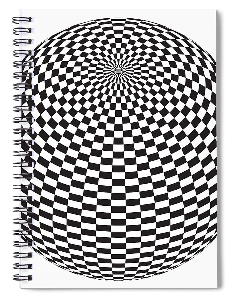 Abstract Spiral Notebook featuring the digital art Squares On The Ball by Michal Boubin