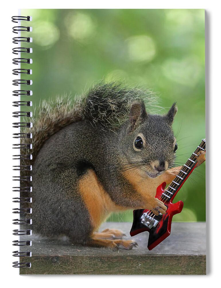 Squirrels Spiral Notebook featuring the photograph Squirrel Playing Electric Guitar by Peggy Collins