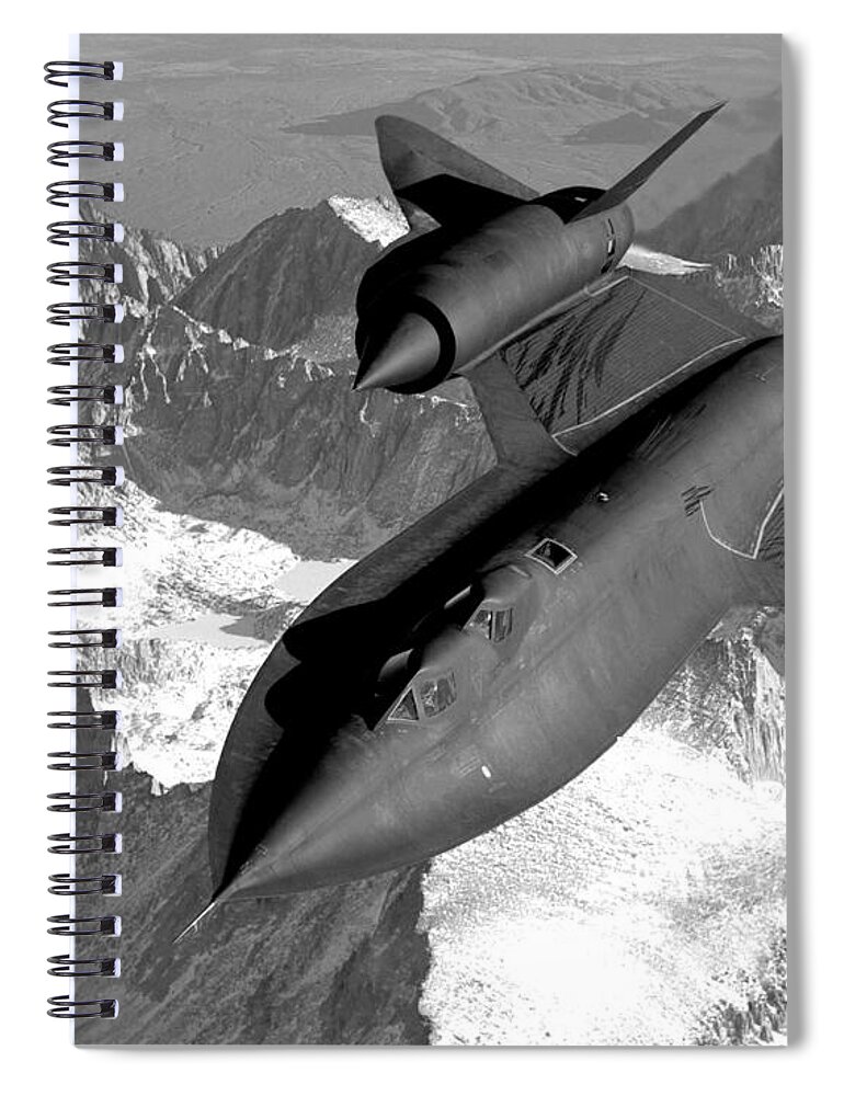 Aviation Spiral Notebook featuring the photograph SR-71 Blackbird Flying by War Is Hell Store