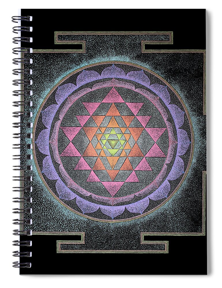 Sri Yantra Spiral Notebook featuring the painting Sri Yantra - fine art prints by Keiko Katsuta