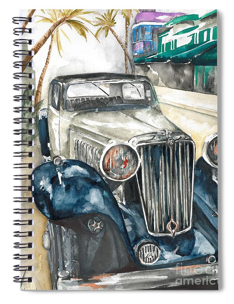 Vintage Car Spiral Notebook featuring the painting SS1 by Norah Daily