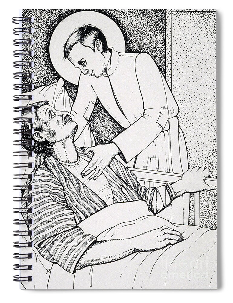 St Aloysius Gonzaga : Patron Of People With Hiv-aids And Caregivers 1987 Spiral Notebook featuring the drawing St Aloysius Gonzaga- Patron of People With HIV-AIDS and Caregivers 1987 by William Hart McNichols