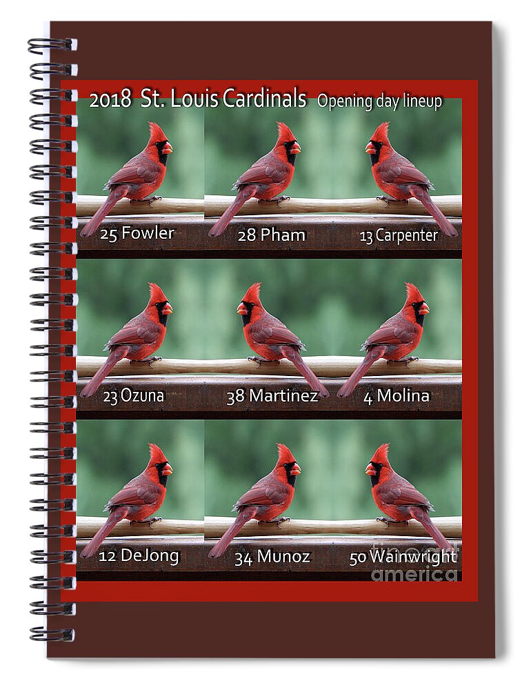 Saint Louis Cardinals Spiral Notebook featuring the photograph St. Cardinals Home Opening Day Lineup by John Freidenberg
