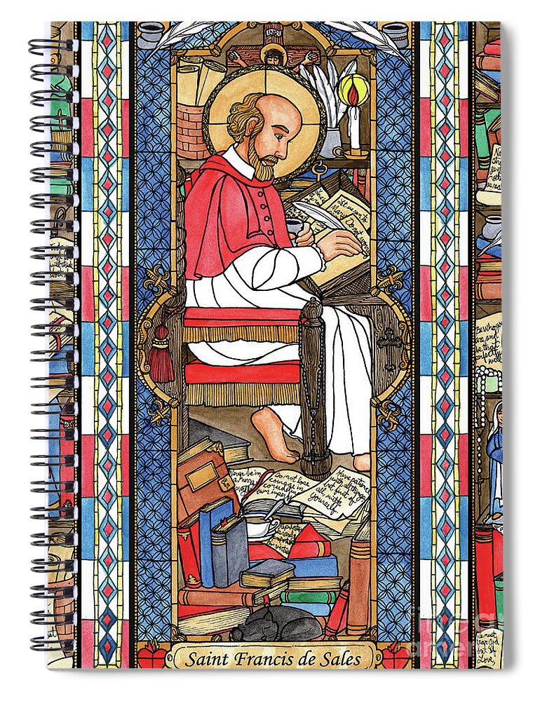 Saint Francis De Sales Spiral Notebook featuring the painting St. Francis de Sales by Brenda Nippert