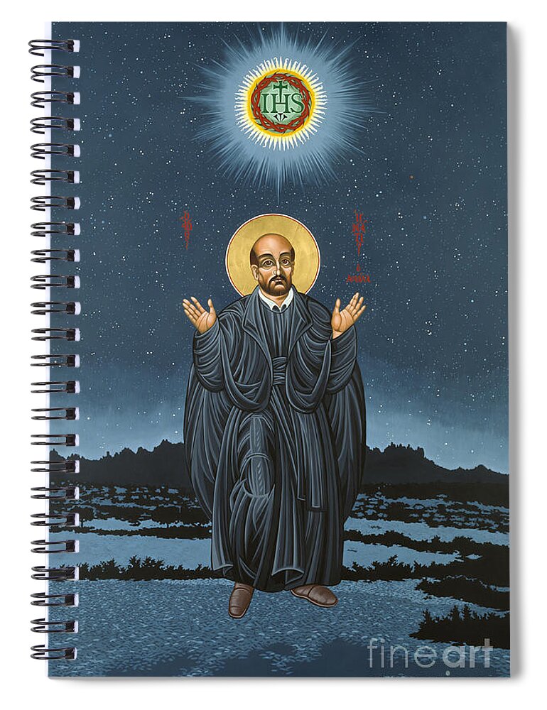 St. Ignatius Spiral Notebook featuring the painting St. Ignatius in Prayer Beneath the Stars 137 by William Hart McNichols