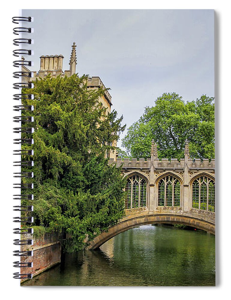 Academia Spiral Notebook featuring the photograph St Johns college and the Bridge of sighs in Cambridge university by Patricia Hofmeester