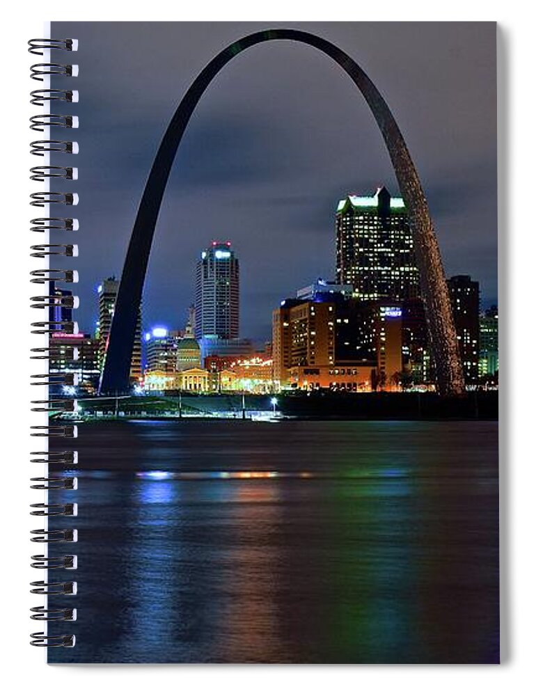 St Spiral Notebook featuring the photograph St Louie Nightscape by Frozen in Time Fine Art Photography