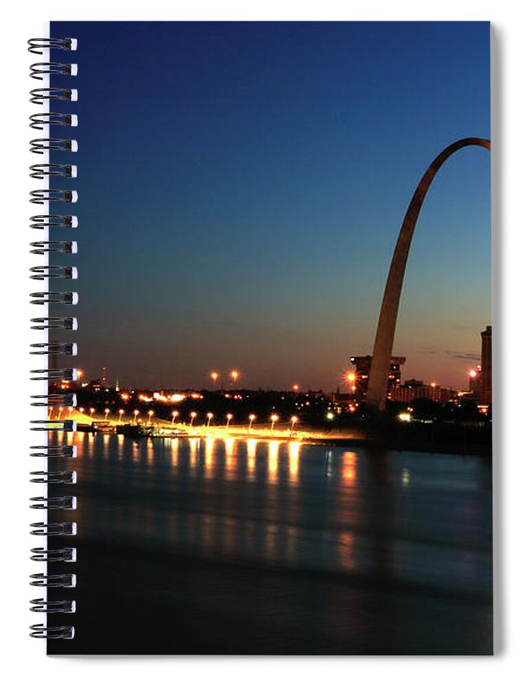 Cityscape Spiral Notebook featuring the photograph St Louis Arch and Riverfront by Holly Ross