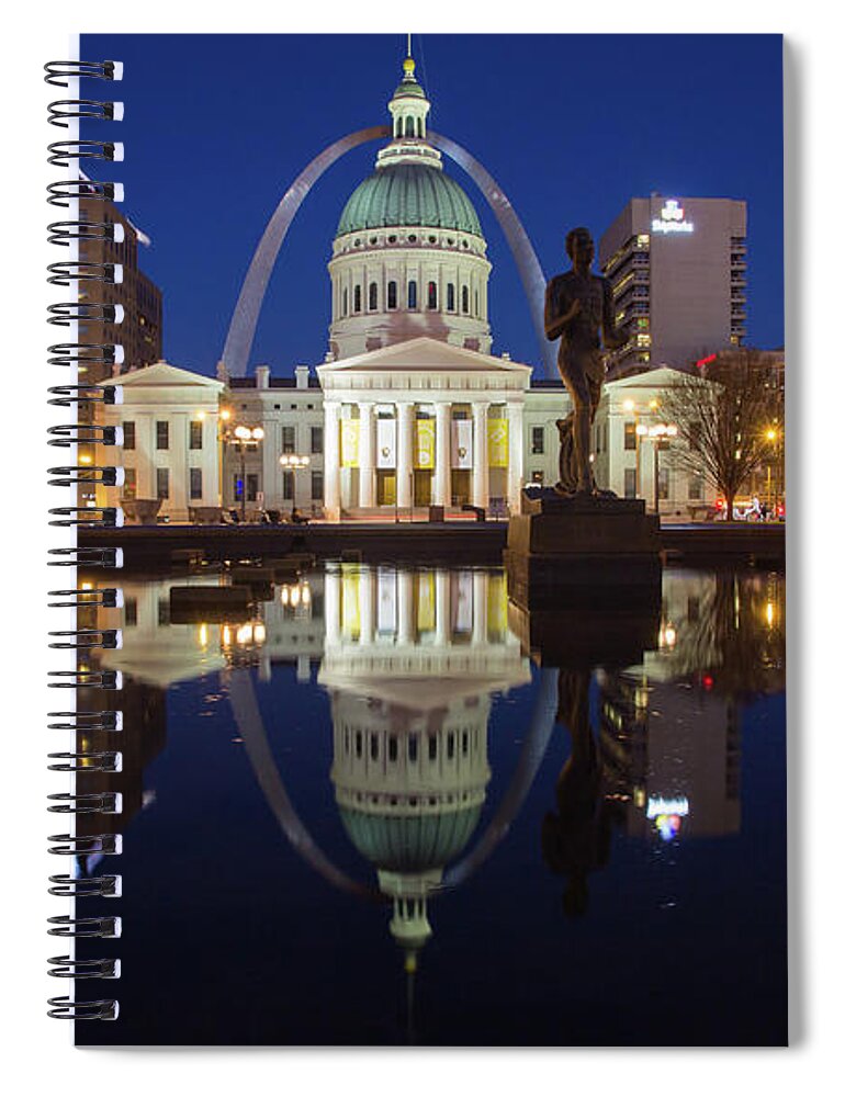 Missouri Spiral Notebook featuring the photograph St Louis at night by Agnes Caruso