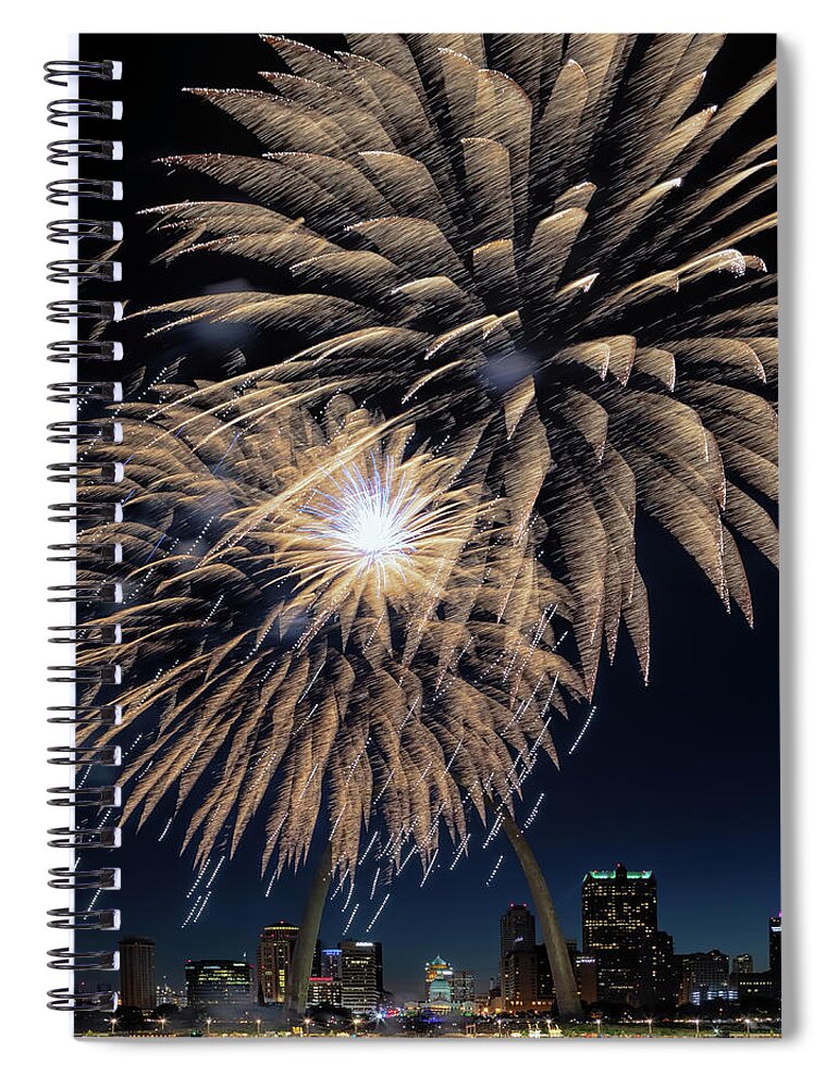 Fireworks Spiral Notebook featuring the photograph St Louis Celebration by Susan Rissi Tregoning