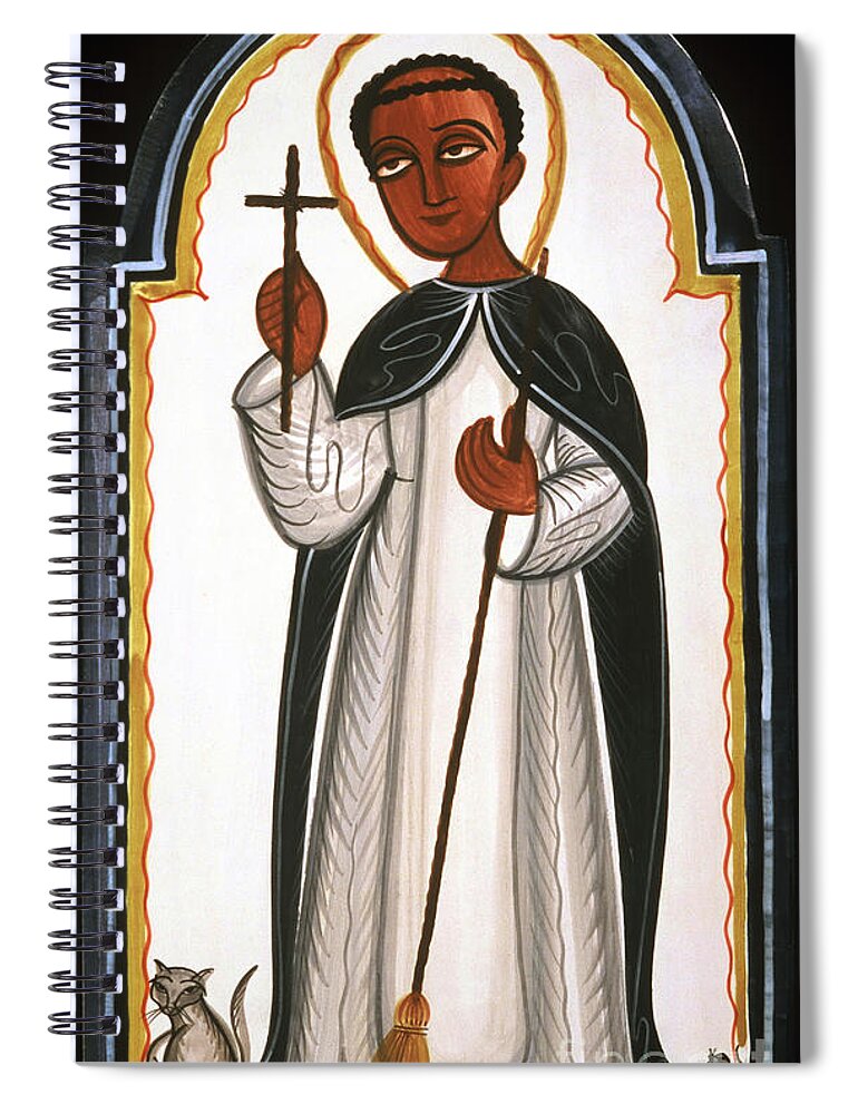 St. Martin De Porres Spiral Notebook featuring the painting St. Martin of Porres - AOMAP by Br Arturo Olivas OFS