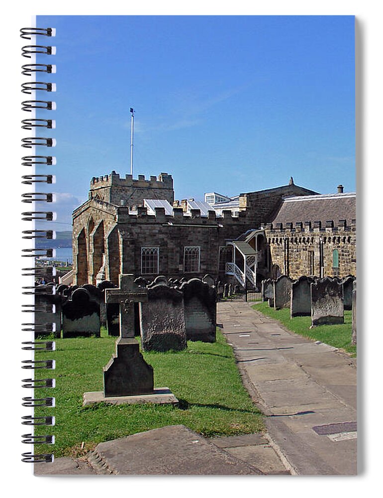 Europe Spiral Notebook featuring the photograph St Mary's Church, Whitby by Rod Johnson