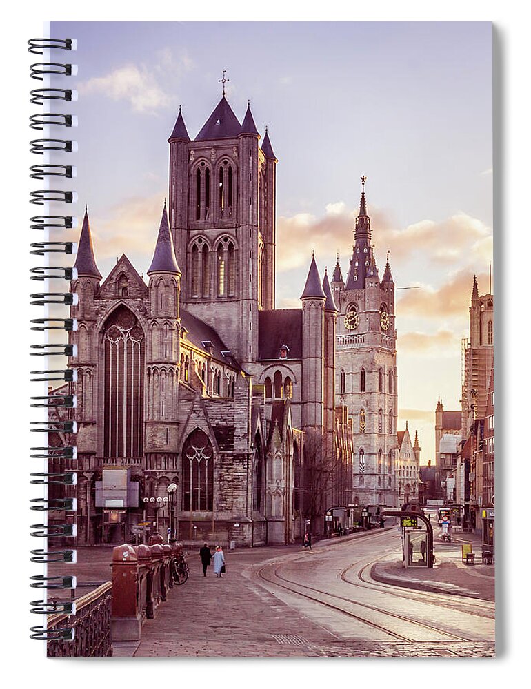 Ghent Spiral Notebook featuring the photograph St. Nicholas Church, Gent by Rebekah Zivicki