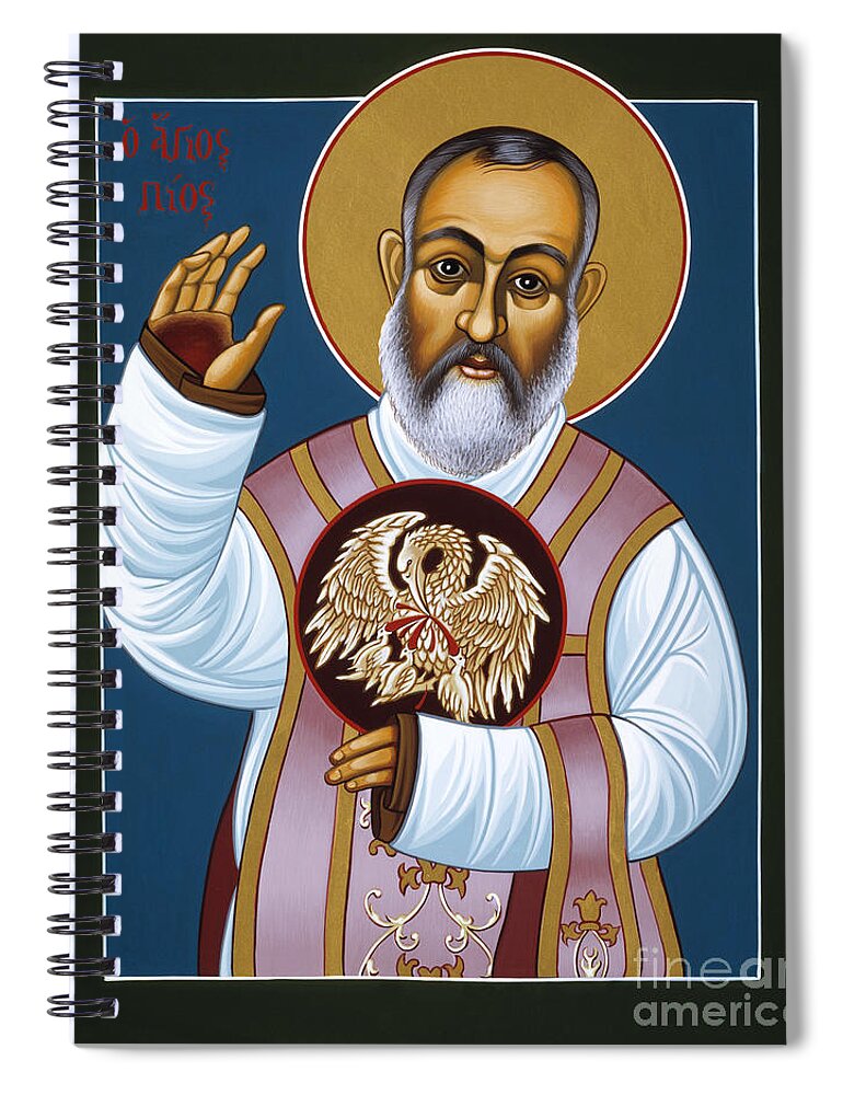 St Padre Pio Mother Pelican Spiral Notebook featuring the painting St Padre Pio Mother Pelican 047 by William Hart McNichols