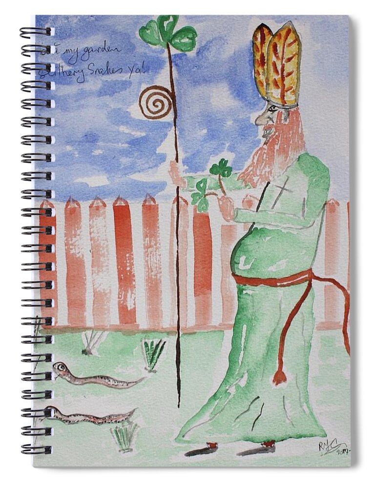Paddys Day Spiral Notebook featuring the painting St Patrick 2017 by Roger Cummiskey