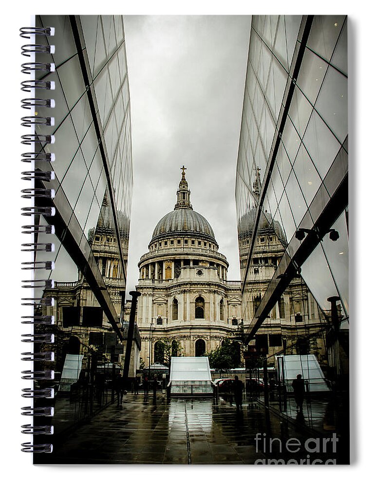 St. Paul's Cathedral Spiral Notebook featuring the photograph St. Paul's on a Foggy London Day by Marina McLain