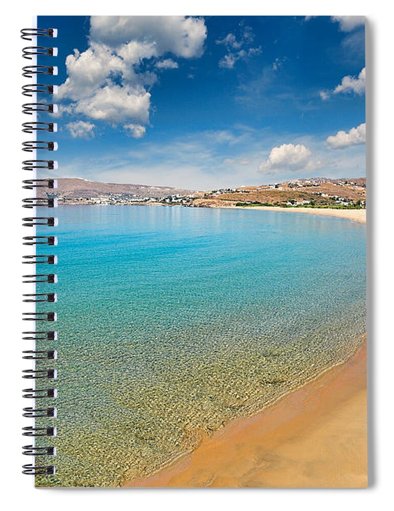 Aegean Spiral Notebook featuring the photograph St. Peter beach in Andros - Greece by Constantinos Iliopoulos