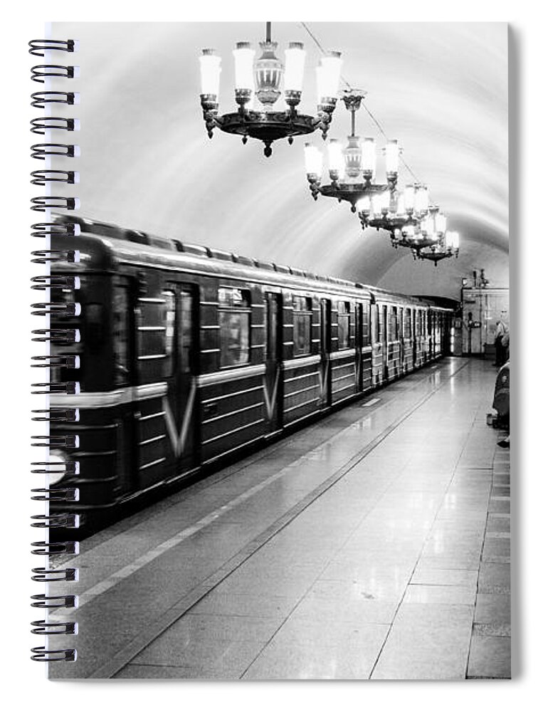 Russia Spiral Notebook featuring the photograph St Petersburg Russia Subway Station by Thomas Marchessault