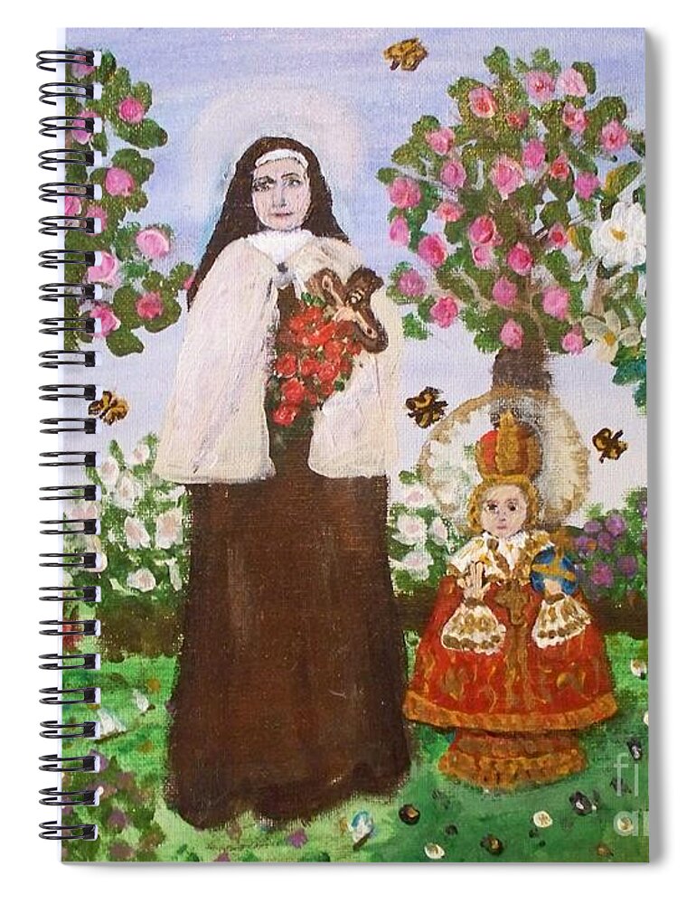 St. Therese And The Infant Jesus Spiral Notebook featuring the painting St. Therese and The Infant Jesus by Seaux-N-Seau Soileau