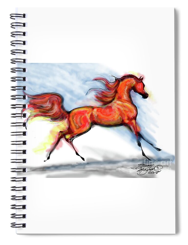 Arabian Horse Drawing Spiral Notebook featuring the digital art Staceys Arabian Horse by Stacey Mayer